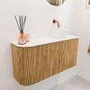 Mondiaz JOYA 81.6cm toiletmeubel - ronding links kleur Oak - Wastafel FAYE positie Rechts Zonder kraangat kleur Talc. SW1421176