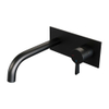 BRAUER Black Edition Wastafelmengkraan inbouw - gebogen uitloop links - hendel middel dik - inclusief inbouwdeel - afdekplaat - model E 1 - mat zwart SW385389