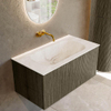 Mondiaz KURVE-DLUX Ensemble meuble de salle de bains - 90x46x40cm - 1 tiroir - lavabo solid surface - central - sans trou de robinet - Shadow SW1414347