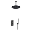 Fortifura Calvi Ensemble de douche pluie encastrable - thermostatique - bras plafond - pommeau 25cm - douchette stick - flexible en métal - Noir mat SW1233169