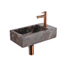 FugaFlow Efficiente Pietra Ensemble lave-mains - 40x22x10cm - trou de robinet à droite - robinet de lave-mains cuivre brossé PVD - bouchon de vidange - siphon abaissé - Dark Emporador SW1448158