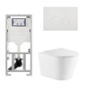QeramiQ Dely Toiletset - 36.3x51.7cm - diepspoel - rimless - Geberit UP320 inbouwreservoir - met Burda frame - softclose toiletzitting - glans witte bedieningsplaat - ronde knoppen - wit mat SW1102470