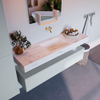 Mondiaz ALAN-DLUX Ensemble de meuble - 150cm - meuble Clay mat - 1 tiroir - Lavabo Cloud Ostra suspendu - vasque Centre - 0 trous de robinet SW807524