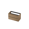 INK Wastafelonderkast - 90x45x52cm - 2 lades - greeploos - met houten keerlijst - MDF - Ash grey SW493653