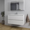 Saniclass Chaci Meuble de salle de bain - 100x46x55cm - lavabo en céramique blanc - 1 vasque - 1 trou de robinet - 2 tiroirs - armoire miroir - blanc mat SW826918