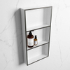 Mondiaz Easy nis 29.5x59.5x8cm voor Inbouw/opbouw 3 open vakken Solid surface Talc/Urban SW643768