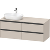 Duravit Ketho.2 Wastafelonderbouwkast - inclusief consoleplaat - met 4 laden - voor waskom links - 140x55x56.8cm - met handgrepen antraciet - taupe mat SW772255