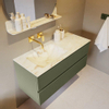 MONDIAZ VICA-DLUX Ensemble meuble de salle de bains - 110cm - meuble sous-vasque army - 2 tiroirs - lavabo encastré cloud à gauche - sans trous de robinet - version haute 60cm - frape SW1088705
