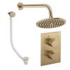 Crosswater MPRO Regendoucheset inbouw - 2 hendels - badafvoer - 20cm douchekop - wandarm - geborsteld messing (goud) SW1472563