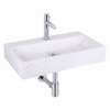 FugaFlow Eccelente Pietra ensemble de lavabo - 38x24x8cm - 1 trou de robinet - marbre - robinet de lavabo chrome - blanc SW1469172