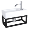 Differnz Ravo kit lave-mains - 38,5x18,5x25cm - Rectangulaire - 1 trou de robinet - Robinet chromé courbé - avec cadre noir - Céramique blanche SW373176