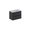 Thebalux Sunny Ensemble meuble de salle de bains - 82x46x57cm - lavabo - céramique - 1 trou de robinet - blanc brillant - meuble bas - 2 tiroirs - sans poignée - placage bois - Chocolate (anthracite) SW1462520