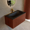 Mondiaz KURVE Ensemble de meuble salle de bain - 80x46x40cm - 1 tiroir - lavabo en solid surface - milieu - 1 trou de robinet - Ruby SW1415413