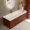 Mondiaz KURVE-DLUX Ensemble de meubles de salle de bains - 125x46x40cm - 1 tiroir - 1 porte - vasque solid surface - gauche - 1 trou de robinet - Ruby SW1415850
