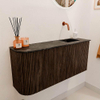 Mondiaz JOYA-DLUX 91.6cm toiletmeubel - ronding links kleur Walnut - Wastafel FAYE positie Rechts Zonder kraangat kleur Lava. SW1422458