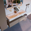 Mondiaz ALAN-DLUX Ensemble de meuble - 130cm - meuble Smoke mat - 2 tiroirs - Lavabo Cloud Frappe suspendu - vasque Gauche et droite - 0 trous de robinet SW804841