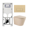 QeramiQ Dely Ensemble WC - 36.3x51.7cm - fond profond - sans bride - réservoir encastré Geberit UP320 - abattant de WC softclose 35 mm - plaque de commande beige - boutons rectangulaires - beige mat SW1236501