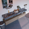 Mondiaz ALAN-DLUX Ensemble de meuble - 200cm - meuble Smoke mat - 2 tiroirs - Lavabo Cloud Lava suspendu - vasque Gauche - 1 trou de robinet SW808116