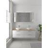 Bruynzeel Combo badmeubelset 150x45cm 2 wasbakken 4 lades met spiegelkast met softclose ceramic glans wit SW383610 Bruynzeel Combo badmeubelset 150x45cm 2 wasbakken 4 lades met spiegelkast met softclose ceramic glans wit SW383610