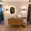 Mondiaz CIRO-DLUX Ensemble de meubles de salle de bains - 130x45x50cm - Vasque en solid surface Oza - 1 lavabo à gauche - 1 trou de robinet - 4 tiroirs - Chêne SW1531129
