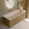 MONDIAZ KURVE-DLUX meuble de salle de bains 125cm arrondi à droite couleur Dusk avec 1 tiroir et 1 porte. Vasque BIG MEDIUM à gauche sans trou de robinet Nata. SW1432394