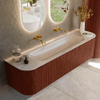MONDIAZ KURVE-DLUX Meuble de salle de bains 170cm arrondi Gauche + Droite couleur Ruby avec 1 tiroir et 2 portes. Vasque BIG LARGE Centrale sans trou de robinet Meli. SW1431998