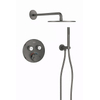 Grohe - Adema Rise ensemble de douche pluie – douche de tête 25 cm – bras mural courbé 38 cm – sans douchette – graphite dur brossé SW1248543