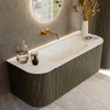Mondiaz KURVE-DLUX Ensemble de meubles de salle de bains - 120x46x40cm - 1 tiroir - 2 portes - lavabo solid surface - central - sans trou de robinet - Shadow SW1414448