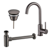 FortiFura Calvi Kit robinet lavabo - robinet haut - bec rotatif - bonde non-obturable - siphon design - Gunmetal PVD SW911764