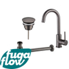 FugaFlow Eccelente Sobrado Kit robinet lavabo - robinet haut - bec rotatif - bonde non-obturable - siphon design - Gunmetal PVD SW1124168