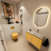 MONDIAZ TURE-DLUX meuble WC 80cm Ocher. EDEN lavabo Ostra position droite. Sans trou de robinet. SW1104948