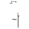 IVY Concord inbouw regendoucheset – Ø25 cm medium hoofddouche – 40 cm gebogen wandarm – carbon black geborsteld SW1032078