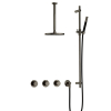 Hotbath Cobber IBS70 Regendoucheset - inbouw - 30cm plafondarm - 20cm ronde hoofddouche - staafhanddouche - glijstang - mat/glans verouderd ijzer (zwart) SW677629