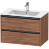 Duravit Ketho.2 Wastafelonderbouwkast - met 2 laden - 81x48x55cm - met grepen antraciet - noten mat SW772411
