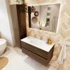 MONDIAZ VICA Ensemble meuble de salle de bains - 100x60cm - 2 tiroirs - Mocha - Lavabo MOON au centre - 1 trou de robinet - Talc SW1198161
