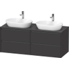 Duravit Ketho.2 Wastafelonderbouwkast - inclusief consoleplaat - met 4 laden - voor dubbele waskommen - 140x55x56.8cm - met handgrepen antraciet - grafiet supermat SW772946
