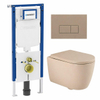 QeramiQ Dely Swirl Toiletset - 36.3x51.7cm - Geberit UP720 Duofix Sigma inbouwreservoir - slimzitting - bedieningsplaat taupe - rechthoekige knoppen - mat beige SW1413200