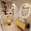 MONDIAZ TURE-DLUX Meuble toilette - 80cm - Ocher - EDEN - vasque Frappe - position droite - 1 trou de robinet SW1102883