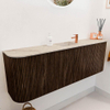 Mondiaz JOYA-DLUX 123.2cm toiletmeubel - ronding links en rechts kleur Walnut - Wastafel FAYE positie Midden 1 kraangat kleur Frappe. SW1422386