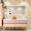 MONDIAZ Vica Ensemble meuble de salle de bains - 170cm - meuble bas rosee - 4 tiroirs - lavabo moon à droite - 1 trou de robinet - version haute 60cm - talc SW1080449