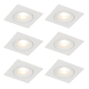 QAZQA Xena spot encastré - set de 6 - 8x8cm - IP44 - carré - blanc mat SW1209715