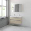 Bruynzeel Pinto badmeubelset 65.3x100x46cm 2 kraangaten 1 wasbak 2 lades met spiegelkast met softclose composite natuur eiken SW384775 Bruynzeel Pinto badmeubelset 65.3x100x46cm 2 kraangaten 1 wasbak 2 lades met spiegelkast met softclose composite natuur eiken SW384775