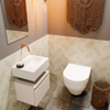 MONDIAZ ANDOR Toiletmeubel 40x30x30cm met 0 kraangaten 1 lades linen mat Wastafel Lex rechts Solid Surface Wit SW474164