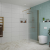 FugaFlow Eccelente Vetro inloopdouche badkamer - 80x200cm - ribbelglas - wandarm - geborsteld koper - SW1125081