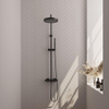 BRAUER Stripe Douche de pluie thermostatique en applique - SET 01 - pomme de douche 25cm - douchette à main sur barre - flexible de douche - noir mat SW1435112