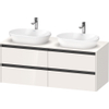Duravit Ketho.2 Wastafelonderbouwkast - inclusief consoleplaat - met 4 laden - voor dubbele waskommen - 140x55x56.8cm - met handgrepen antraciet - hoogglans wit SW772917
