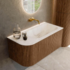 MONDIAZ KURVE-DLUX 95cm Meuble salle de bain avec module 25 G - couleur Walnut - 1 tiroir - 1 porte - vasque BIG SMALL droite - sans trou de robinet - couleur Frappe SW1137469