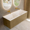 Mondiaz KURVE-DLUX Ensemble de meuble de salle de bains - 120x46x40cm - 1 tiroir - lavabo solid surface - double - sans trou de robinet - Dusk SW1415004