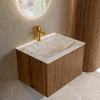 MONDIAZ KURVE-DLUX 60cm Meuble salle de bain - couleur Walnut - 1 tiroir - vasque CLOUD centre - 1 trou de robinet - couleur Glace SW1137999