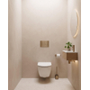 Pack WC QeramiQ Dely Swirl Compact - réservoir encastrable Geberit UP320 - avec bâti-support Burda - abattant slim - plaque de commande en plastique laiton brossé (or) - boutons ronds - blanc brillant SW1592296